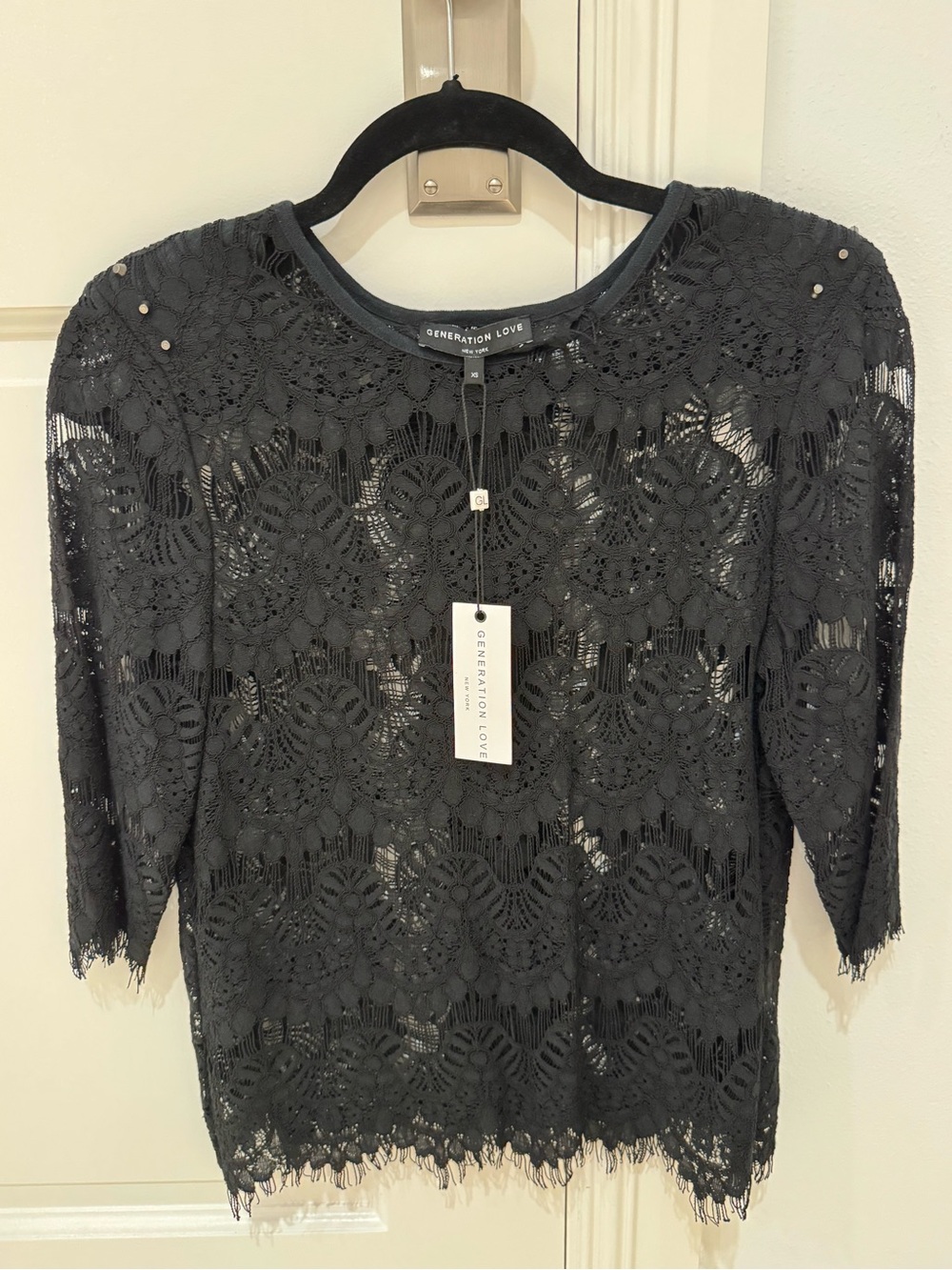 Generation Love Black Floral Lace Crochet Blouse